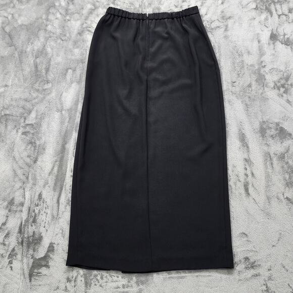 Vintage Skirt Womens 10 Black Polyester Pencil Maxi Front Leg Slit Back Zip Goth - Picture 3 of 8